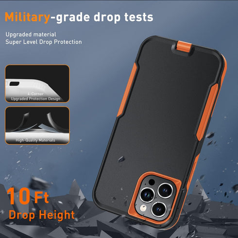 iPhone 12 Pro Max Case with Shockproof Belt Clip Kickstand, Tempered Glass Screen Protector & Camera Lens Protector,
