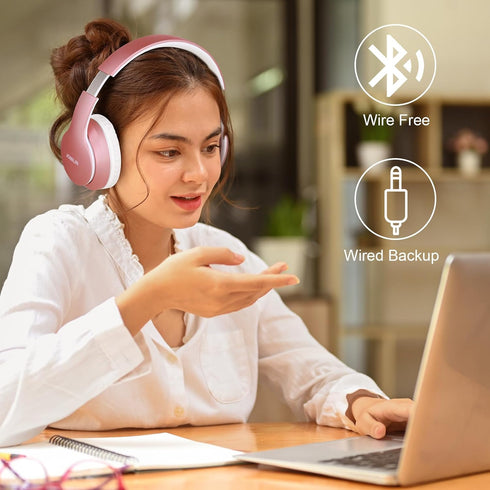 B9 Wireless Headphones Over-Ear, 60 Hours Playtime Lightweight Folding Hi-fi Stereo Bass Bluetooth Headset
