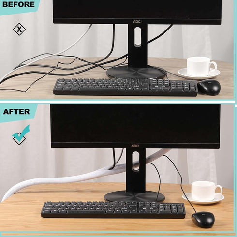 AGPTEK 10ft Cable Management Sleeve Cover, 1 inch Cord Management System for Desk and Office