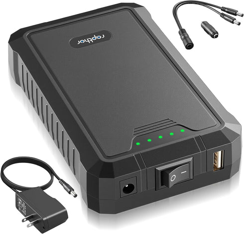 rapthor Upgraded Rechargeable 12V 6500mAh / 5V 13000mAh DC Output Battery Pack with
