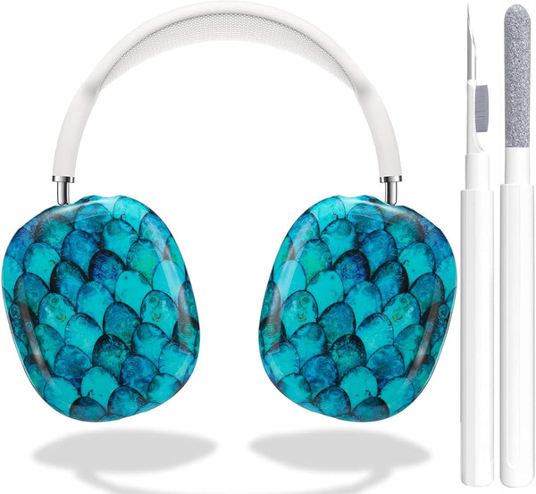 Cute Glitter AirPods Max Case with Cleaner Kit, Anti-Scratch Shell Pattern Cover for Ear Pads and Headband, Protective