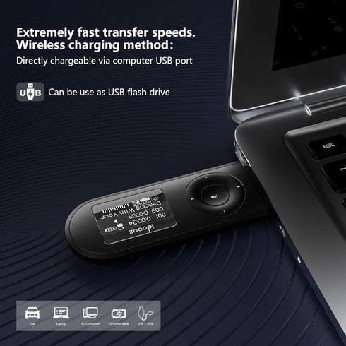 idoooz U2 USB Mp3 Player with FM Radio, 8GB Expandable to 32GB, Music Player for Running, Gym, Sports