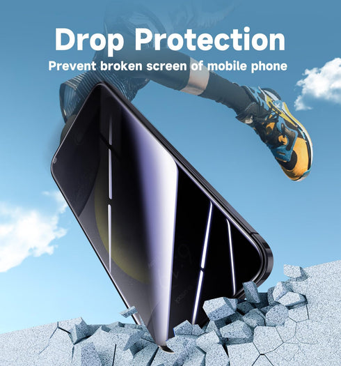 MAGIC JOHN Privacy Glass Screen Protector for Samsung Galaxy S24 - 2 Pack, Anti-Spy, Bubble-Free, Case Friendly,