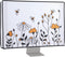 kwmobile Computer Monitor Cover for 27-28" Monitor - Bees and Flowers in Black/Orange/White