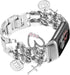 Stylish Metal Wristband for Fitbit Charge 6/5, Cute Strap with Love Cross Pendants, Chain Charms Bracelet