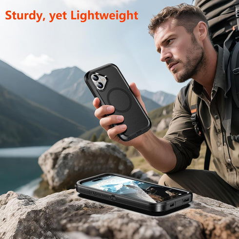 TUTUKII 17 3-Layer 17 6.3", for iPhone Case with Belt Clip Holster, Anti-Shock, Anti-Slip, Compatible with MagSafe
