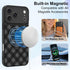 MOWIME 17 Magnetic for iPhone Pro Max Case with Finger Strap Kickstand, Compatible with Magsafe, Cute Checkered