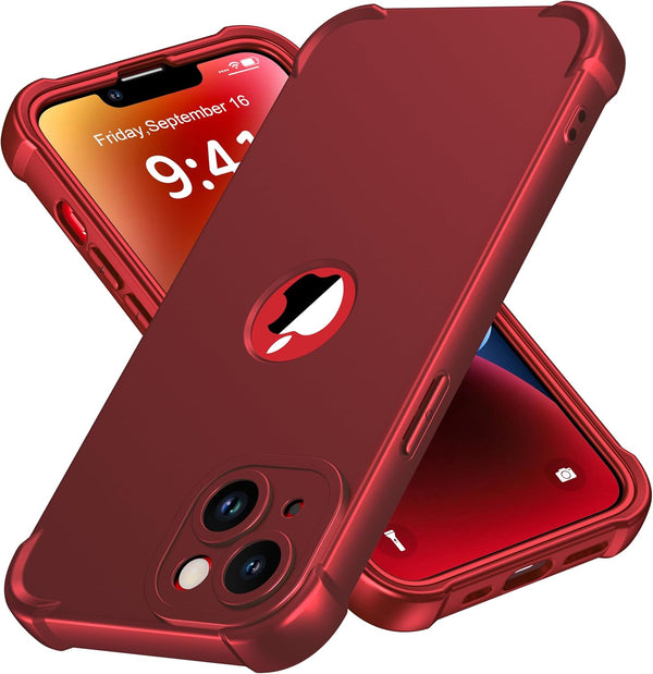 ORETECH iPhone 14 Case, 360° Shockproof Slim, Red, Military Grade Drop Test, Camera Protection & 2 Screen Protectors.