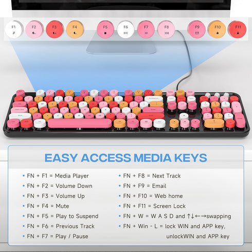 Dilter 104 7 8 10, Wired Keyboard, Keys Full-Sized Typewriter Keyboards, USB Plug and Play Office Keyboard with Number