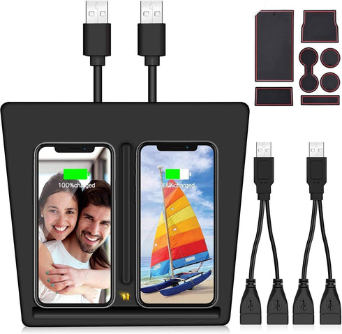 VXDAS Wireless Charger, Dual 10W QI Wireless Phone Charging Pad for Tesla Model 3 Accessories Panel
