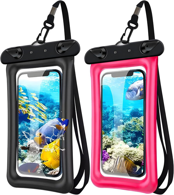 2 Pack Waterproof Floating Phone Pouch, IPX8 Universal Dry Bags with Lanyard Strap for iPhone 15,14,13,12Pro Max, Up to