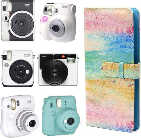96 Pocket Mini Film PU Leather Photo Album for Fujifilm Instax Mini 9 8 90 8+ 26 7s Instant Camera Film, Crayon Rainbow