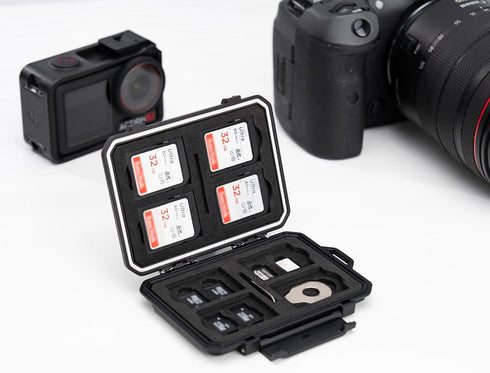 JJC 8 12 2 IP67 Slim Memory Card Case for SD TF and Nano SIM Cards, Waterproof Anti-Shock Anti-Dust, Compact Size