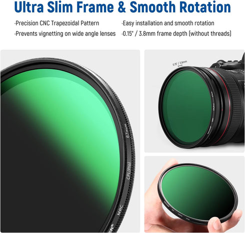 NEEWER 67mm Polarizing Filter, 30 Layer Multi Resistant Nano Coatings Circular Polarising Filter (CPL)