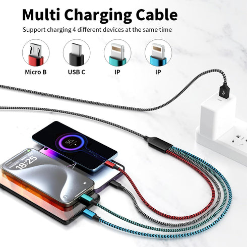 Cable,4 1 2 Cellphone/Tablets/More(2Pack 5FT) Multi Charging in Charging Cables for Multiple Devices Nylon Braided