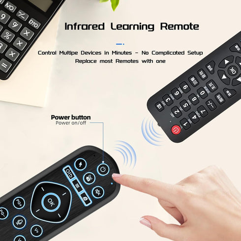 iPazzPort 2.4G 5 Air Mouse & Bluetooth Universal Remote, Backlit USB Remote Control, for PC, Android, Smart TV, HTPC