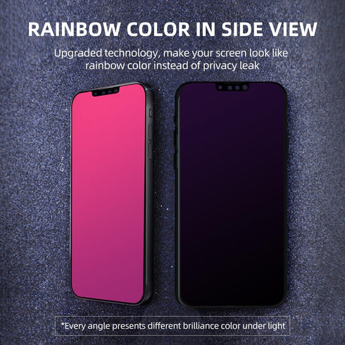 EGKimBa Gradient Colorful Electroplated Privacy Screen Protector for iPhone 13, 13 Pro, 14 - 6.1" Anti-Spy, Anti-Blue