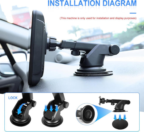 podofo Suction Cup Bracket for 6.8/7/9/9.3/10.26 inch Portable Car Stereo Radio, Upgraded Windshield Mount