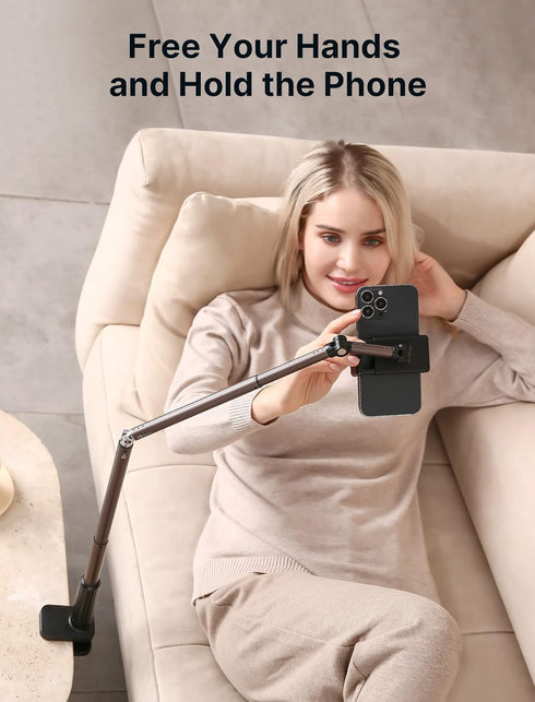 JSAUX 17 16 15 14 13 12 360 [1-Pack, Phone Holder for Desk and Bed Compatible with iPhone Overhead Phone Mount
