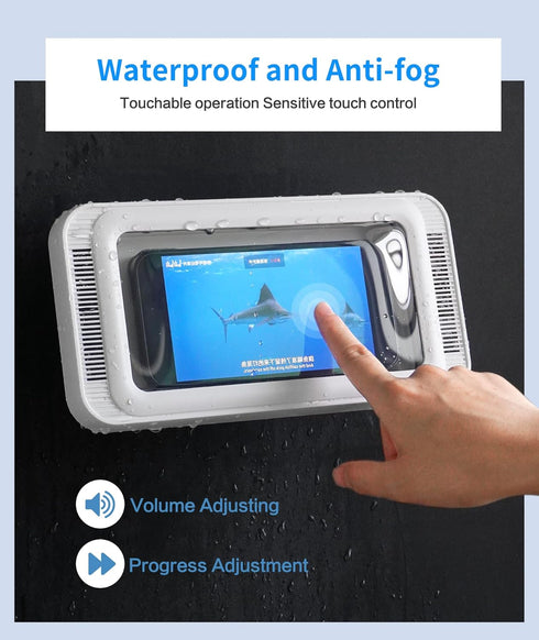 Waterproof Shower Phone Holder with 480° Rotation, Angle Adjustable, Fits Phones up to 7 Inches, White