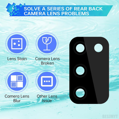 BESJMYT 2 Pack A02s A02s SM-A025U SM-A025U1 Rear Camera Lens Replacement for Samsung Galaxy Adhesive Back Camera Glass