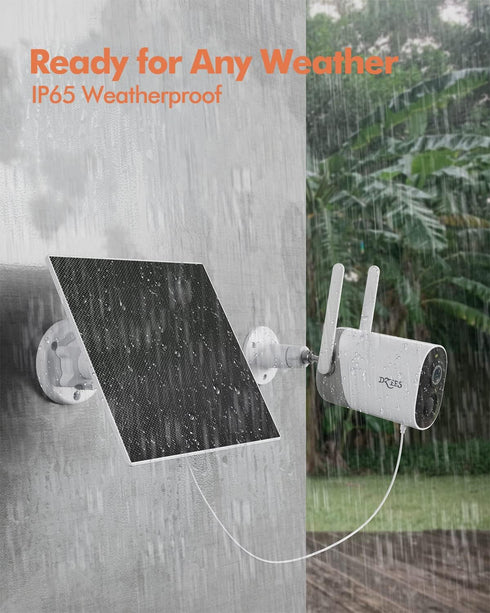 Dzees USB-C Solar Panel for Outdoor Camera Wireless, Continuous Power with 5W Charging, 9.8ft Waterproof Cable