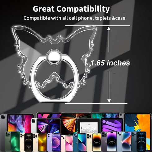 Transparent Clear Butterfly Phone Ring Grips Holder, Finger Ring Stand for Cell Phone Tablet Case