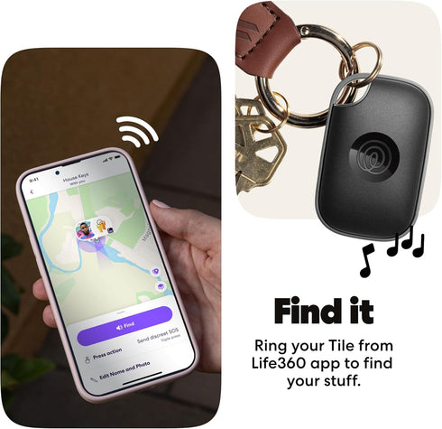 Life360 1-Pack Tile Pro - Powerful Bluetooth Tracker, Key Finder and Item Locator for Keys, Bags and More. Both iOS