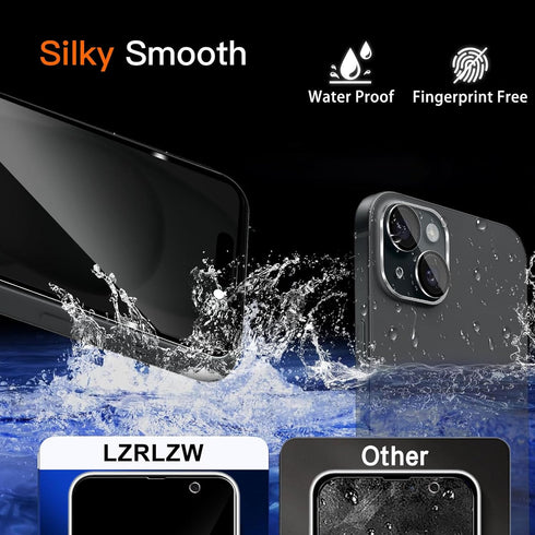 ?2+2 Pack? Privacy Screen Protector and Camera Lens Protector for iPhone 15 Pro Max, 9H Hardness Tempered Glass