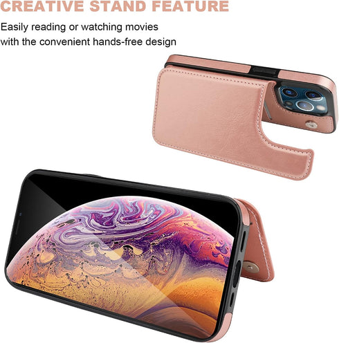 ONETOP Compatible with iPhone 13 Pro Max Wallet Case, PU Leather Kickstand Card Holder, Magnetic Shockproof Cover