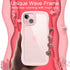 JETech iPhone 15 Case 6.1-Inch, Pink Wave Frame Shockproof Cover for Women & Girls, Clear Hard PC Back.