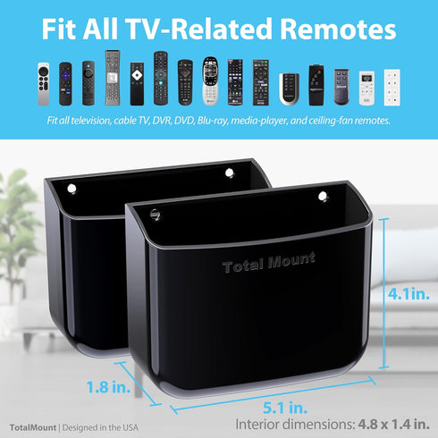 TotalMount 2 3 2) Hole-Free Remote Holders Eliminate Need to Drill Holes in Your Wall (for or Remote Controls Black