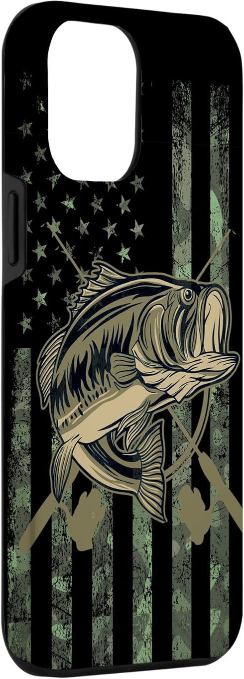 Camo American Flag Bass Fishing Gift Case for iPhone 12 Pro Max