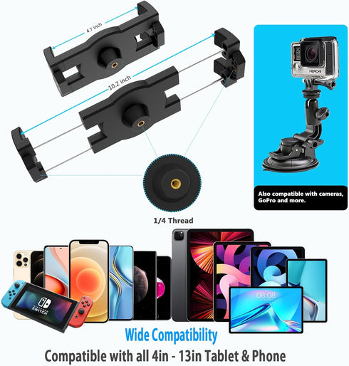 Heavy Duty Suction Car Tablet Mount for Windshield, Dashboard Holder for iPad Pro, Galaxy Tabs, 4-12.9" & Camera