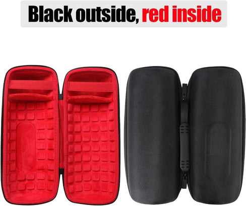 co2CREA Hard Travel Case for JBL Charge 4 / JBL Charge 5 Waterproof Bluetooth Speaker (Black Outside, Red Inside)