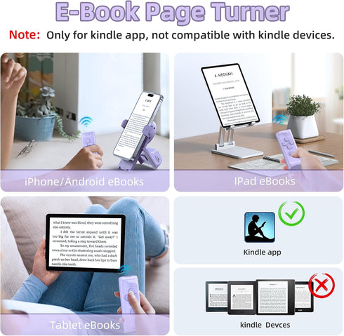 MILOUZ Remote Control Scrolling for Tiktok with Phone Stand,Page Turner for Kindle App E-Book,Bluetooth Camera Shutter