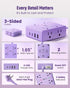 SUPERDANNY 10Ft, 8 4 (2 Purple Extension Cord Flat Plug Surge Protector Power Strip Kawaii, Outlets & USB Ports USB C)