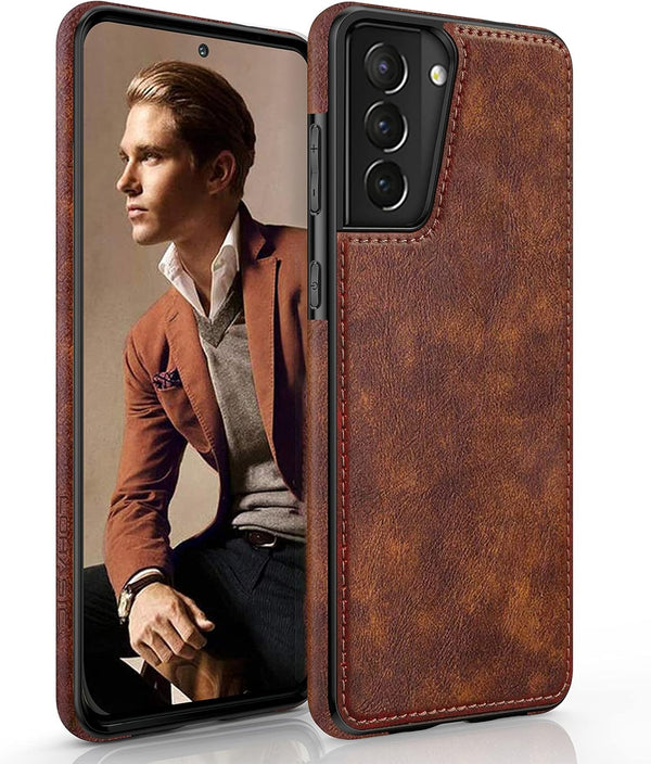 LOHASIC Galaxy S21 Plus Case 5G, Premium Leather Luxury PU Non-Slip Grip Shockproof Cover, Brown