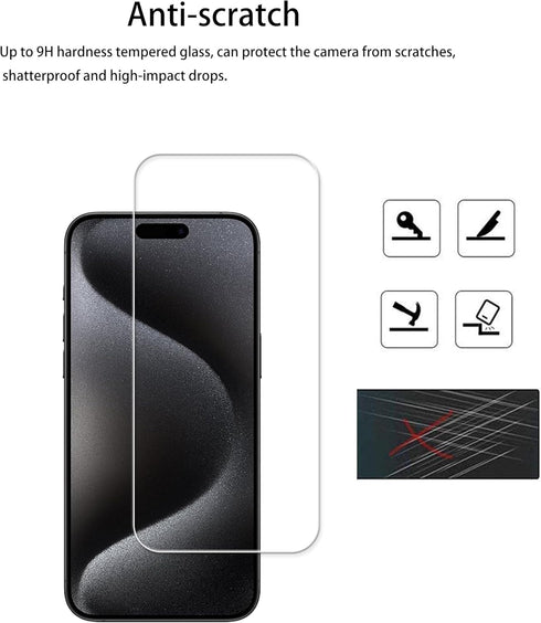 Easy Alignment Frame for iPhone 15 Pro Max Tempered Glass Screen Protector Film, 3-Pack