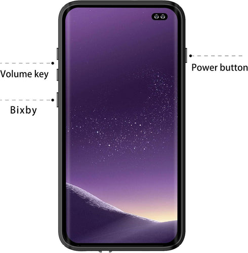 Waterproof Case for Galaxy S10+ Plus, Built-in Screen Protector, Full Body Shockproof Rugged Case, Black