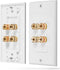 Fosmon Home Theater Wall Plate - Premium Gold Plated Copper Banana Binding Post Coupler Type (White) (Two Speaker)