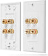Fosmon Home Theater Wall Plate - Premium Gold Plated Copper Banana Binding Post Coupler Type (White) (Two Speaker)