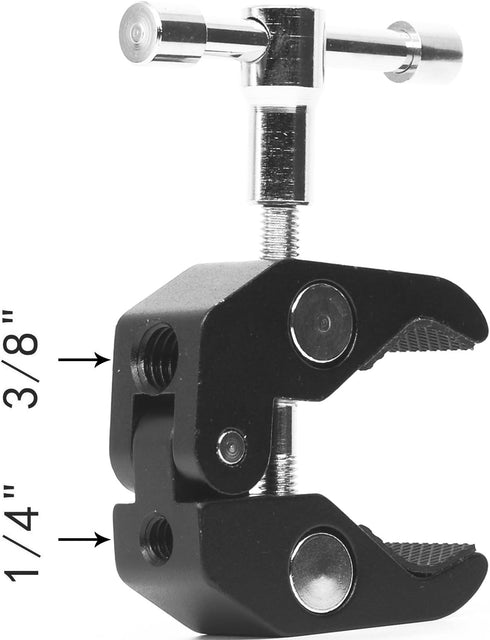 Super Clamp Camera Clamp with 1/4"-20 and 3/8"-16 Thread for Cameras, Lights, Umbrellas, Hooks, and More.