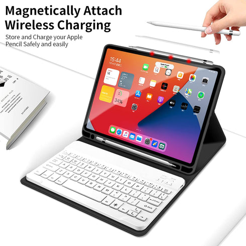 KENKE Keyboard Case for iPad Pro 11 Inch, Detachable Wireless Bluetooth Keyboard with Pencil Holder, Black
