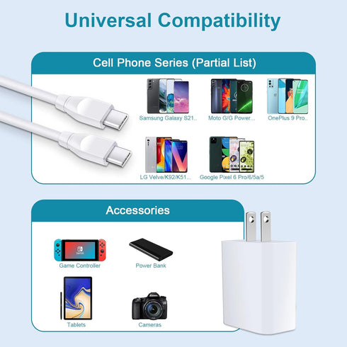 Galaxy S24 Ultra/S23+ Charger, 20W USB C Charging Block for Google Pixel Fold, 8 Pro, 7 Pro, 7a, 6 Pro, 8; USB Type-C