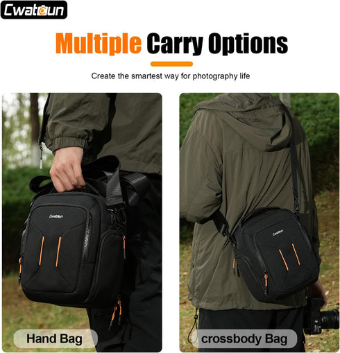 Cwatcun Campact Camera Bag Small Camera Sling Case for Canon Nikon Sony Fuji Cameras, Lens, DSLR SLR Mirrorless