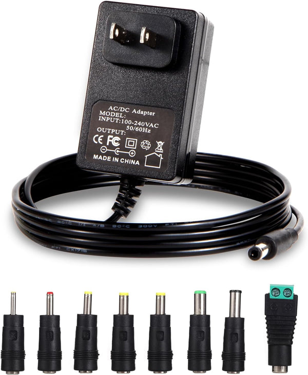 18V AC DC Power Supply Adapter, 18Volt 1 Amp Charger with 8 Interchangeable Jacks for Various Electronics