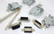 4 Sets Crimp Type DB15 Female + Plastic Hoods + Pins Set, D-Sub 15P Female Crimp Connector, Pin & Hood Kit