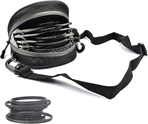 8 Pockets Camera Lens Filter Pouch, Water Resistant Dustproof Professional Photography Filter Holder Belt Bag