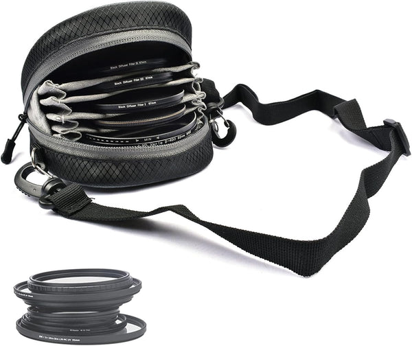 8 Pockets Camera Lens Filter Pouch, Water Resistant Dustproof Professional Photography Filter Holder Belt Bag